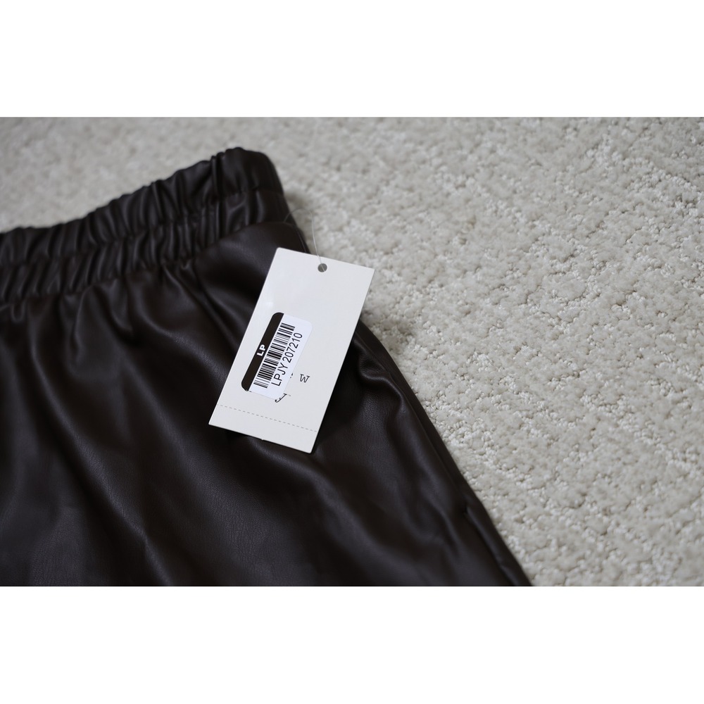 A New Day Dark Brown Faux Leather Midi Skirt Elastic Waist A-Line S NEW - Picture 4 of 7